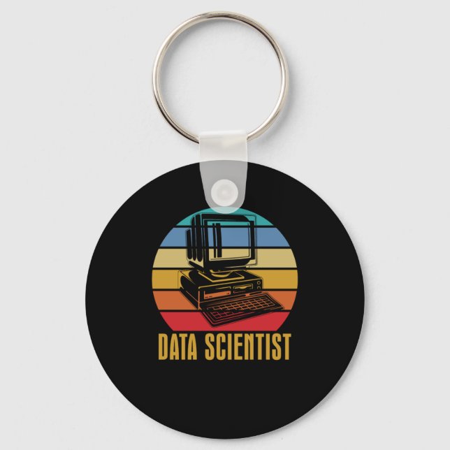 Retro Data Science Vintage Wissenschaftler Ingenie Schlüsselanhänger (Vorderseite)