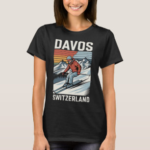 Retro Davos Schweiz Skiort T-Shirt