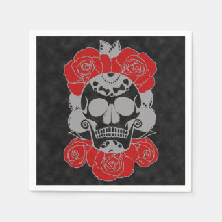 Retro Day of the Dead Grunge Sugar Skull Serviette