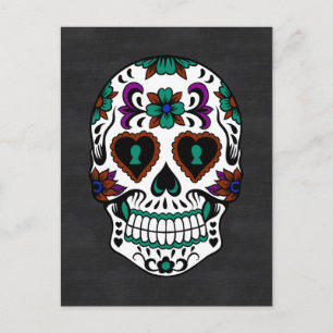 Retro Day of the Dead Sugar Skull Postkarte