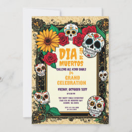 Retro Day of the Dead Sugar Skulls Celebration Einladung