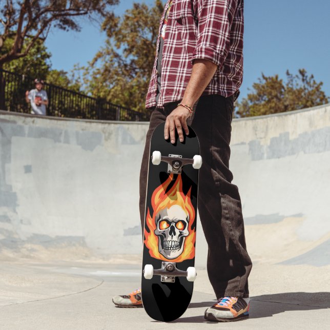 Retro Dead Burning Skelett Schädel in Feuer Skateboard (Außenbereich 2)