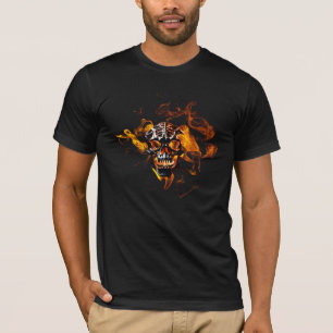 Retro Dead Burning Skelett Schädel in Feuer T-Shirt