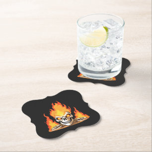 Retro Dead Burning Skelett Schädel in Feuer Untersetzer