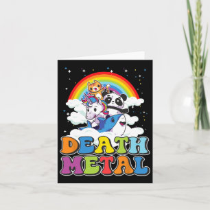 Retro Death Metal Cat Rainbow Unicorn Funny Heavy Karte