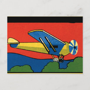 Retro-Deco-Flugzeug Postkarte
