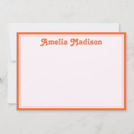 Retro Decorative Minimalist Pink Orange Mitteilungskarte