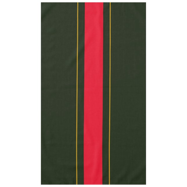 Retro Deep Forest Green Red Brown Racing Streifen Tischdecke (Vorderseite)