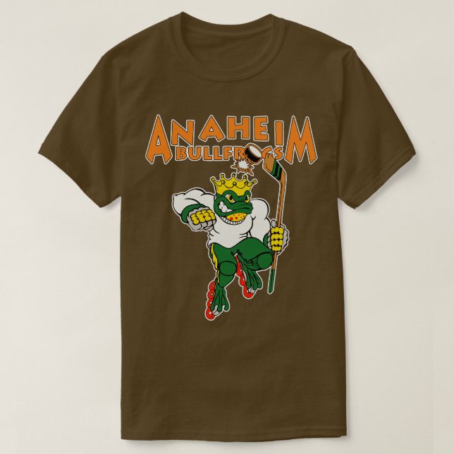 Retro Defunktionale Anaheim Bullfrogs Roller Hocke T-Shirt (Design vorne)