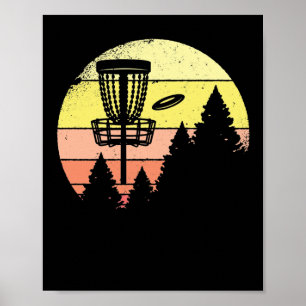 Retro-Deiner Körbe fliegende Golf-Sonnenuntergangs Poster