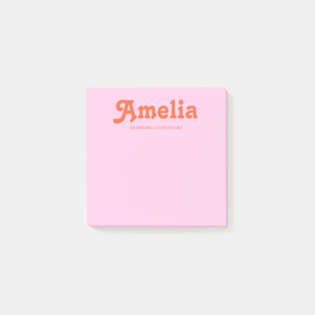 Retro-Dekor Minimalistisches Pink Orange Post-it Klebezettel (Vorderseite)
