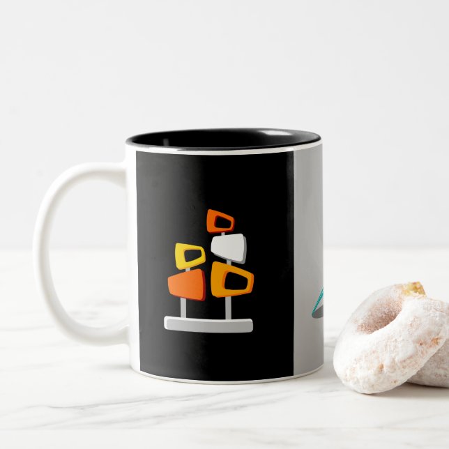 Retro-Dekoration Zweifarbige Tasse (Mit Donut)