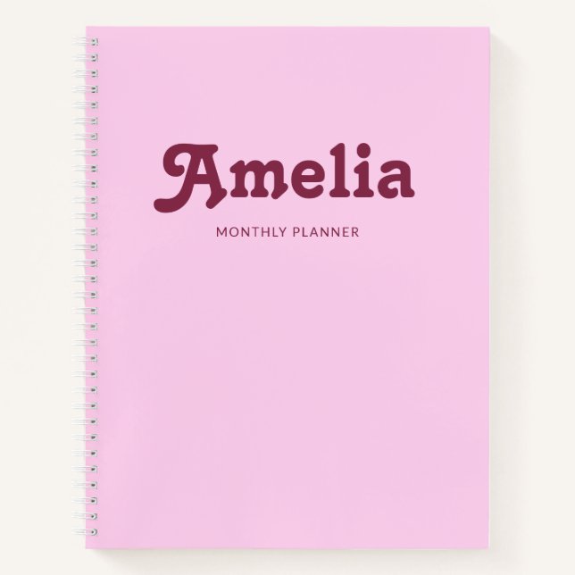 Retro dekorativ einfaches Pink Orange Notizbuch (Vorderseite)