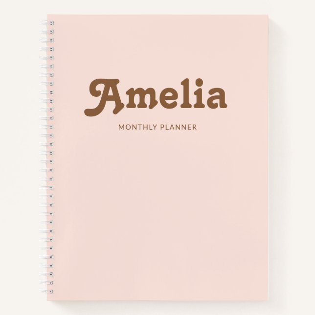 Retro dekorativ einfaches Rosa Orange Notizbuch (Vorderseite)