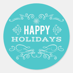 Retro-Dekorativer Happy Holidays-Aufkleber Runder Aufkleber