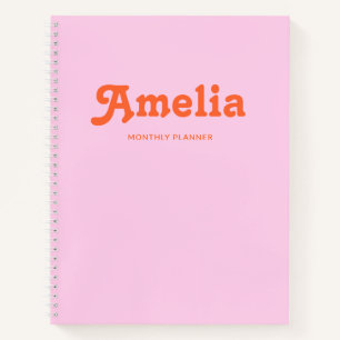 Retro-Dekoratives Einfaches Pink Orange Notizbuch