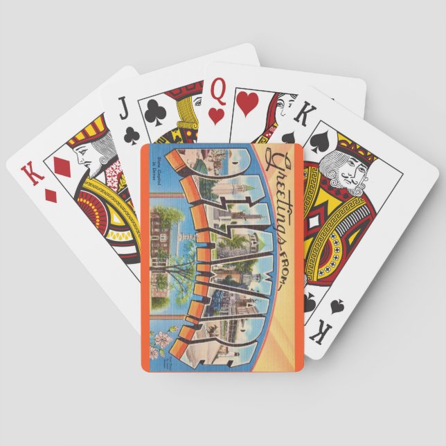 Retro Delaware Greetings Playing Cards Spielkarten (Rückseite)