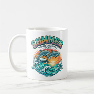 Retro-Delfin tropisch / Strand-Sommerferien Kaffeetasse
