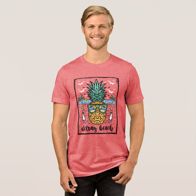 Retro Delray Beach Florida Tri-Blend Shirt (Vorderseite voll)