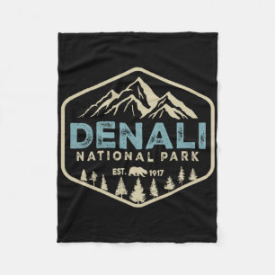 Retro Denali Nationalpark Berge Natur Vintag Fleecedecke