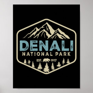 Retro Denali Nationalpark Berge Natur Vintag Poster