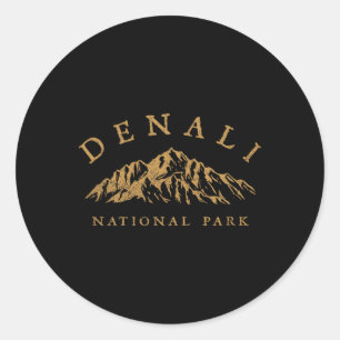 Retro Denali Nationalpark Berge Vintage Wandern Runder Aufkleber
