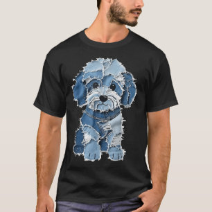 Retro Denim Dog Patch, Funny Shabby Blue Jean Pupp T-Shirt