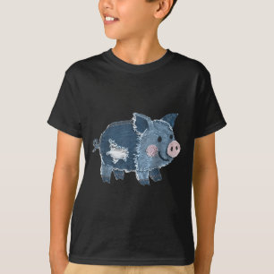 Retro-Denim-Patch-Tier-G-Druck Kunst Künstlerisch T-Shirt