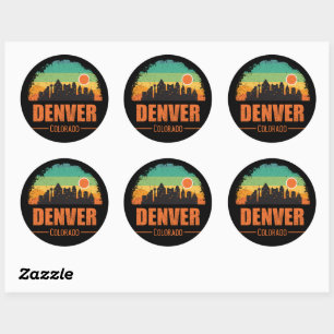 Retro Denver City Colorado USA Vintage Sonnenunter Runder Aufkleber