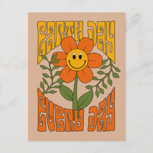 Retro der 70er Jahre Lächelnde Daisy-Blume Postkarte