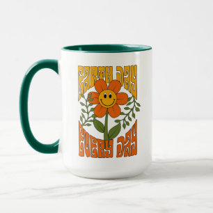 Retro der 70er Jahre Lächelnde Daisy-Blume Tasse