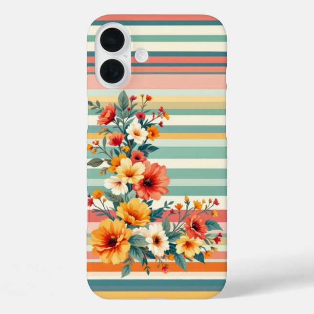 Retro der Blume Streifen (L) Case-Mate iPhone Hülle (Rückseite)