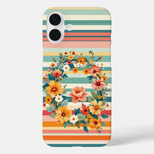 Retro der Blume Streifen (Q) Case-Mate iPhone Hülle (Rückseite)