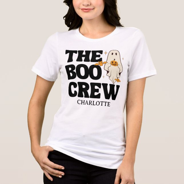 Retro der Boo-Crew verwirrt Halloween Tri-Blend Shirt (Vorderseite)