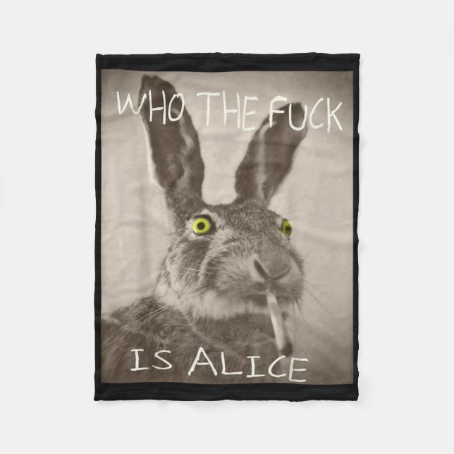 Retro, der F_ck ist Alice Funny Rabbit Fleecedecke (Vorderseite)