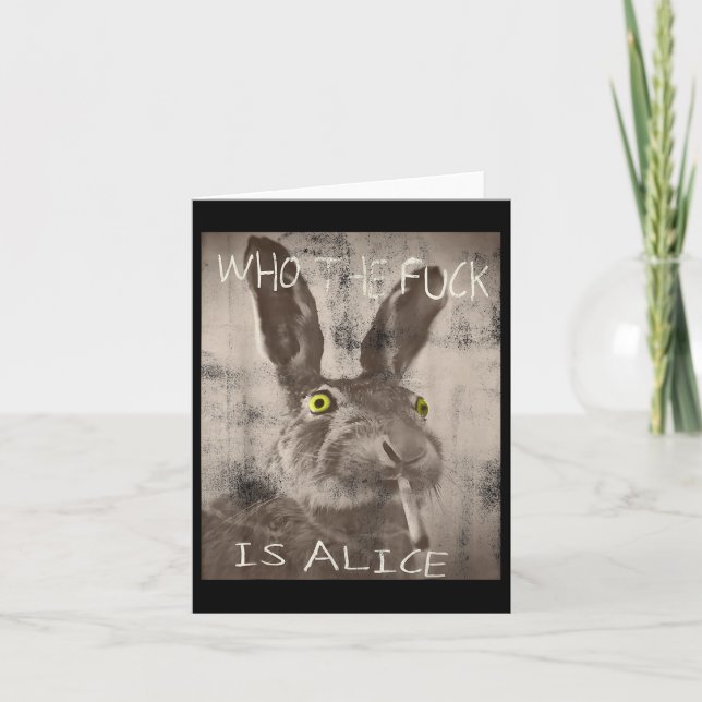 Retro, der Fick ist Alice Funny Rabbit Karte (Vorderseite)