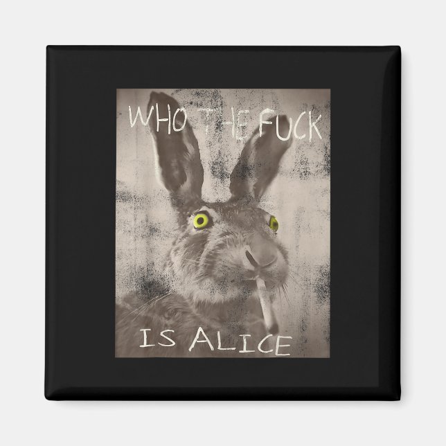 Retro, der Fick ist Alice Funny Rabbit Magnet (Vorne)