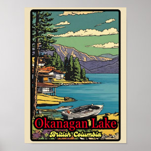 Retro der Okanagan Seenlandschaft Vintages Comic 7 Poster
