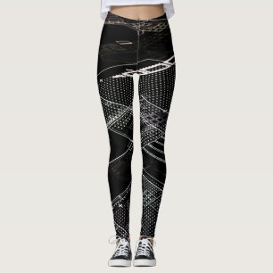Retro der Schwarz-weißen Leiterkarte Leggings