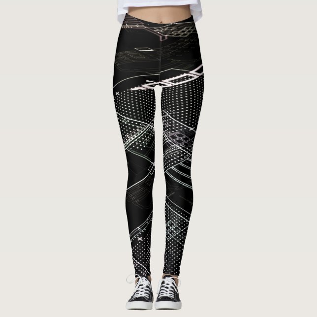 Retro der Schwarz-weißen Leiterkarte Leggings (Vorderseite)