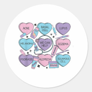 Retro Dermatology Valentinstag Heart Candy Derma Runder Aufkleber