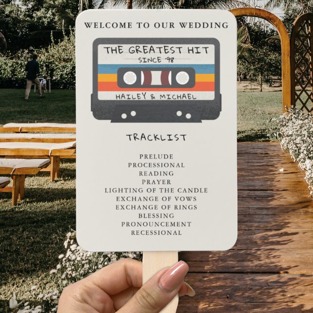 Retro des Besten Cassette-Wedding-Programms Fächer (Retro The Greatest Hit Cassette Wedding Program Hand Fan
)