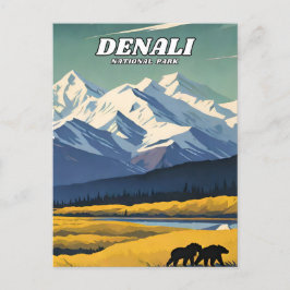 Retro des Nationalparks Denali Postkarte