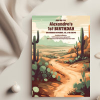 Retro Desert Cactus 1. Geburtstag