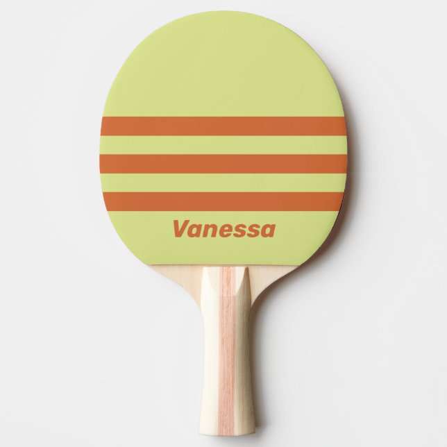 Retro Desert Cactus Three Across Stripe with Name Tischtennis Schläger (Vorderseite)