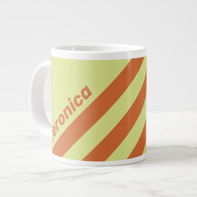 Retro Desert Cactus Three Stripes with Name Jumbo-Tasse (Vorderseite Links)