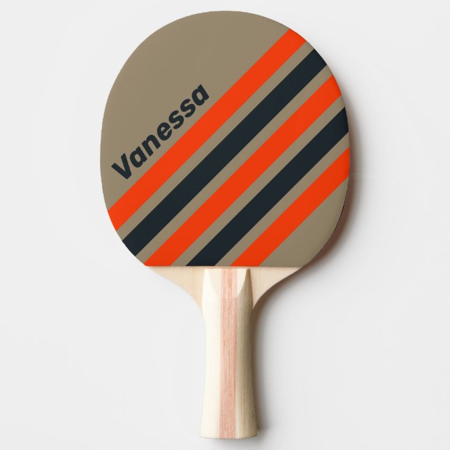 Retro Desert Meadow Angled Striping with Name Tischtennis Schläger (Vorderseite)