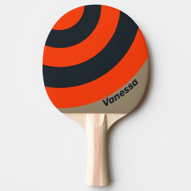 Retro Desert Meadow Circle Stripe with Name Tischtennis Schläger (Vorderseite)