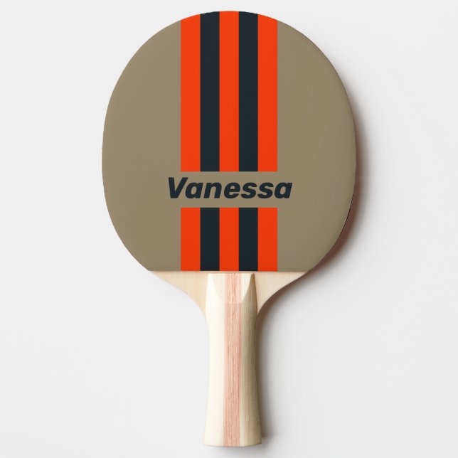 Retro Desert Meadow Pin Stripes with Name Tischtennis Schläger (Vorderseite)