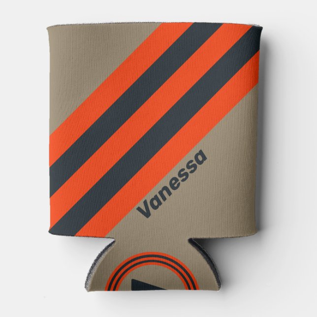 Retro Desert Meadow Stripes with Name Dosenkühler (Vorderseite)